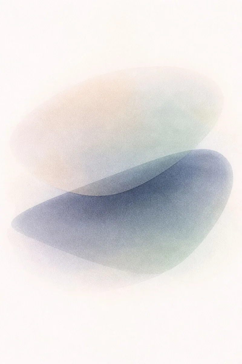 Formes abstraites translucides superposées, dans des tons pastel